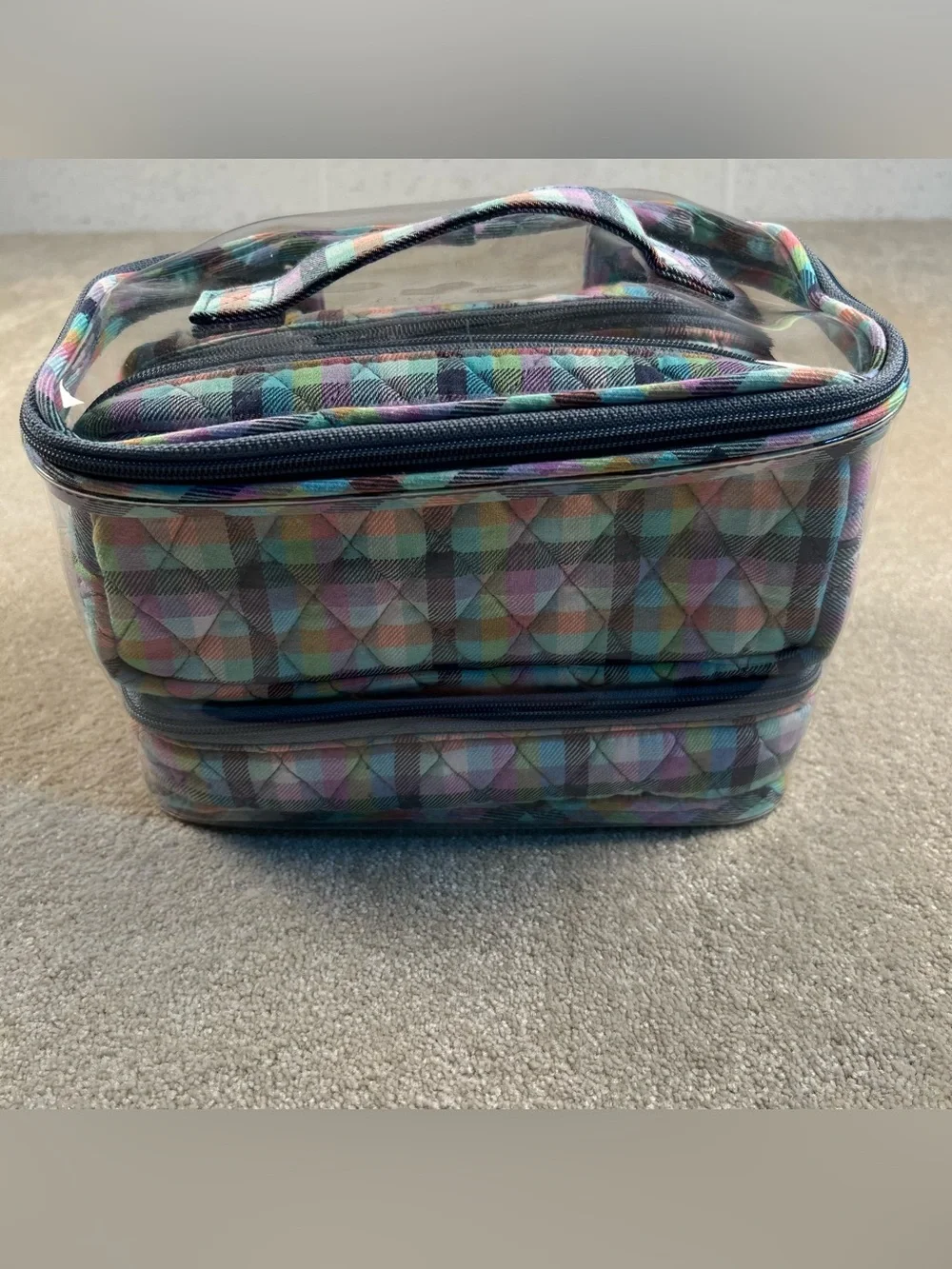 Vera Bradley Travel‎ Cosmetic Toiletry Organizer 4 Piece Plaid NWOT